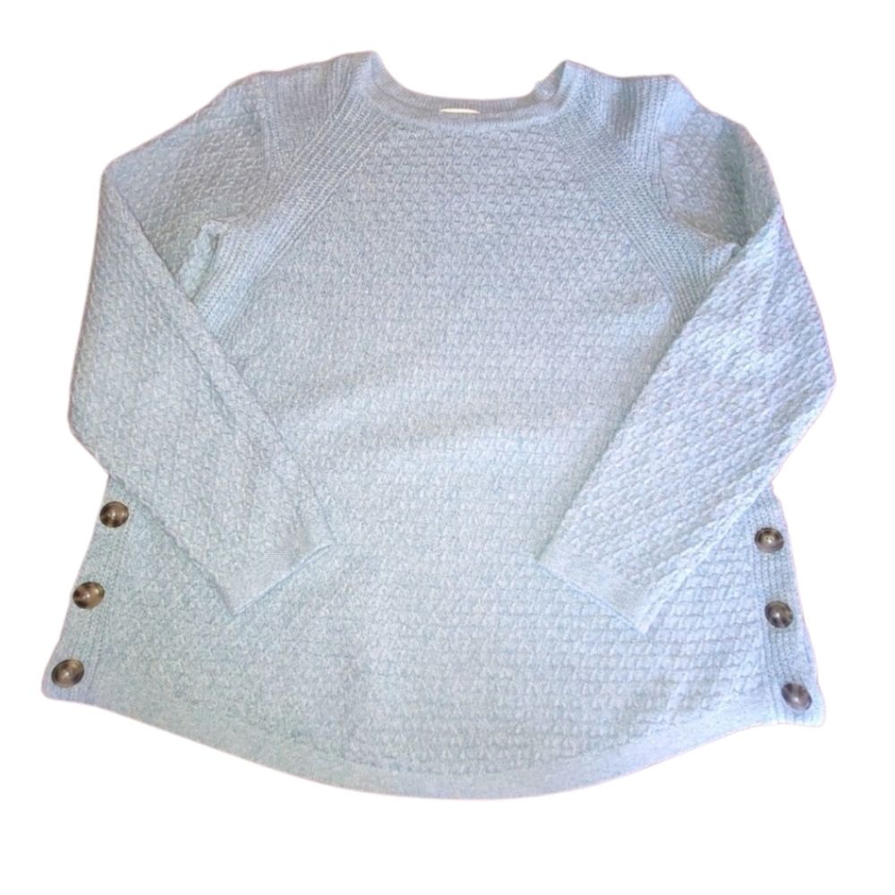 J. Jill | Baby Blue Cotton Crew Neck Knit Sweater